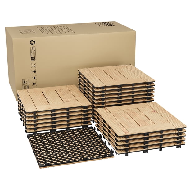 Garvee losetas para deck ensamblables de compuesto madera-plástico, piso impermeable para patio, balcón y jardín, instalación fácil a presión para exterior