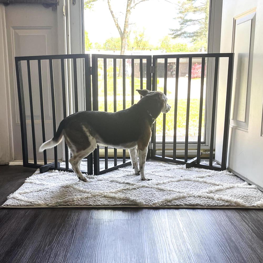 AmeriHome WFPGB3 54 in. Freestanding 3-Panel Folding Wood Pet Gate - Brown