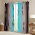 thumbnail image 2 of Gradient Terra Brown and Teal Curtains & Drapes 2 Panels 52"Wx63"L,Silver Foil Print Wave Striped Curtains Ombre 30%-50% Blackout Curtains,Abstract Art Room Decor Aesthetic, 2 of 6