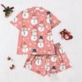 thumbnail image 4 of Short Sleeve Christmas Pajamas Set for Women Button Down Sleepwear Matching Shorts Graphic Cute Pjs 2 Piece Lounge Sets, 4 of 5