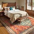 thumbnail image 6 of Lahome 8'x10' Area Rugs for Living Room,Machine Washable Rugs,Low Pile Non Slip Vintage Floral Print Rug Carpet for Entryway,Hallway,Kitchen,Home Decor,Geometric Tribal, 6 of 15
