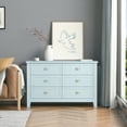 thumbnail image 6 of Drawer Dresser Bar Cabinet, Buffet Sideboard With Retro Shell Handle, Solid Wood Frame Buffet Service Counter For Dining Room,living Room, Kitchen Corridor Storage Cabinet (Blue-gray), 6 of 9
