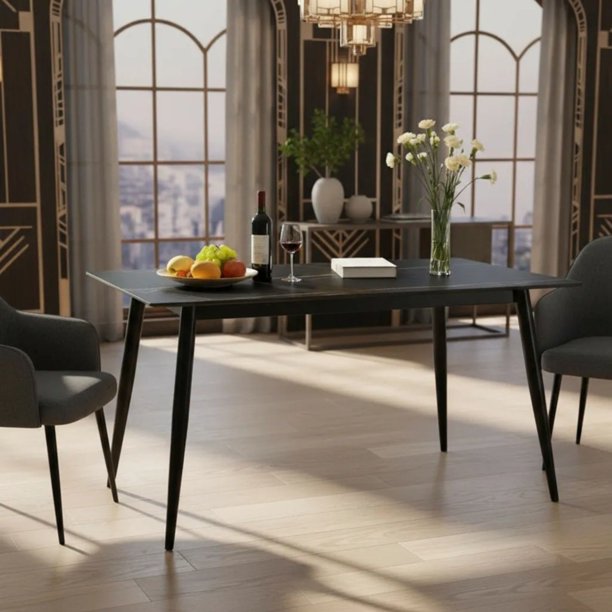 Mesa de Comedor Escritorio Oficina Moderna de Piedra Sinterizada Gris 140x80 cm Estilo Elegante Interior Exterior