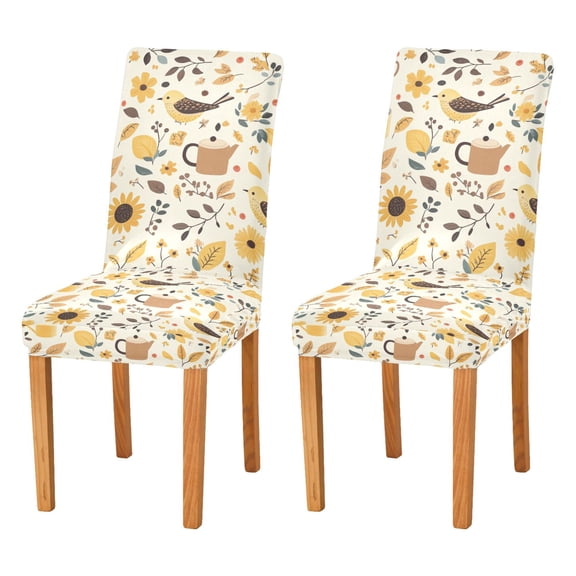 Yayeee 2 Pack Dining Chair Covers Stretch Parson Chairs Slipcovers Seat Protector, Beige Birds Floral