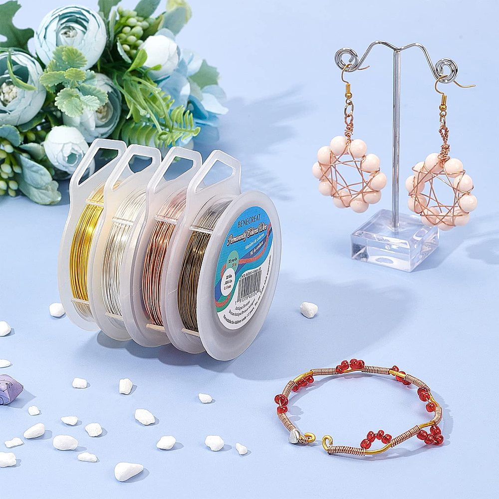 1 Set Round Copper Craft Wire Mixed Color 22 Gauge 0.6mm about 20m/roll 4 colors 1roll/color 4rolls/set