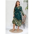 thumbnail image 2 of AURA Plus Size Printed Maxi Dress Long Sleeve Crewneck A Line Loose Fit Comfortable Summer Modest Long Dress for Women, 2 of 6