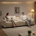 thumbnail image 2 of RIAFUN 111.8" Modular Sectional Sofa, 4-Seat Oversized Corduroy Couch with Storage Box, USB/Type-C Port & 2 Cup Holders for Living Room, Beige, 2 of 5