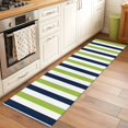 thumbnail image 3 of Green Navy Blue Striped Large Area Rugs for Bedroom Living Room, Soft Non Slip Carpet Bedside Rug, Farmhouse Stripe Art Rectangular Floor Cover Kitchen Accent Rug 2'x6' for Dining Room/Office, 3 of 9