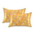 thumbnail image 2 of Haosy Satin Pillowcase for Hair and Skin Standard Cooling Silk Pillow Case with Envelope Closure Cute Orange Cat 20"x40", 2 of 9