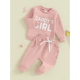 thumbnail image 3 of Bagilaanoe 2PCS Toddler Baby Girl Pants Set Letter Print Long Sleeve Sweatshirt Tops + Sweatpants 3M 6M 12M 18M 24M 3T Kids Casual Sweatsuits, 3 of 9