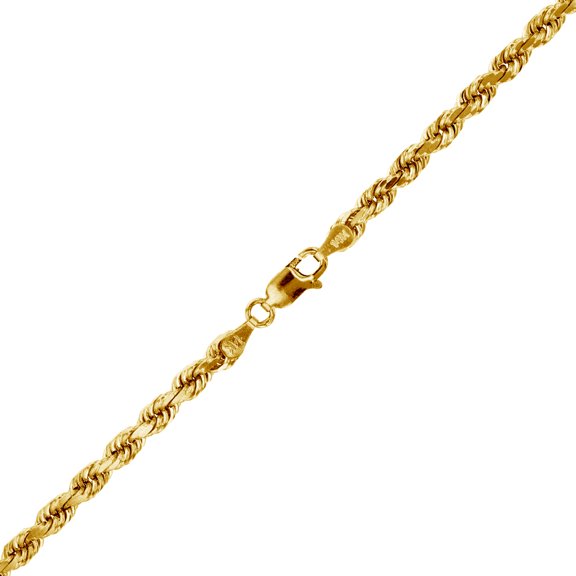 Decadence Sterling Silver Yellow 1-Micron 1.10mm 025 32" Diamond Cut 8 Side Rope Chain