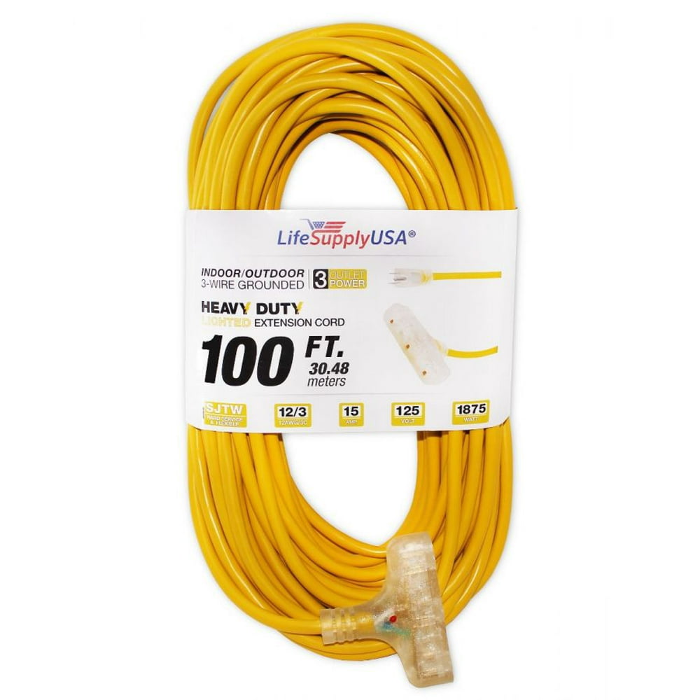 12/3 100ft Wire Gauge 3 OUTLET TriSource SJT Indoor Outdoor Vinyl