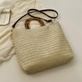 thumbnail image 6 of Women Straw Woven Handbag with Bamboo Handle Tote Clutch Bags for Seaside(Beige) Shoulder Bags for Women, 6 of 10