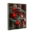 thumbnail image 3 of Hanging Red Ornaments Christmas Tree Holiday Photograph Luster Gray Framed Art Print Wall Art, 3 of 6