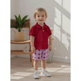 thumbnail image 5 of Rovasas Boys Back to School Outfits Apple Embroidery T-Shirt and Plaid Shorts, 5 of 9