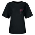 thumbnail image 4 of MIXUE Womens Tops Summer Dandelion Print Round Neck Short Sleeve Stylish Loose Fit Casual T Shirts Holiday Wear,Black,XXL, 4 of 5