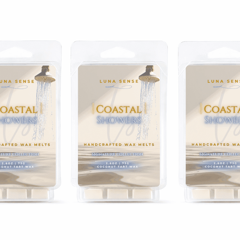 Luna Sense Coastal Showers Wax Melts, Clean White Tea & Fresh Air Scent, Soft Musk & Marine Fragrance, 18 Cubes, 3 Pack