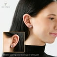 thumbnail image 3 of 14k White Gold Created Opal Round Stud Earrings for Women, 3 of 5