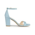 thumbnail image 3 of BLISSFUL STEP Inspired Women's Ankle Strap High Block Heels Sandals Sky Blue 7, 3 of 7