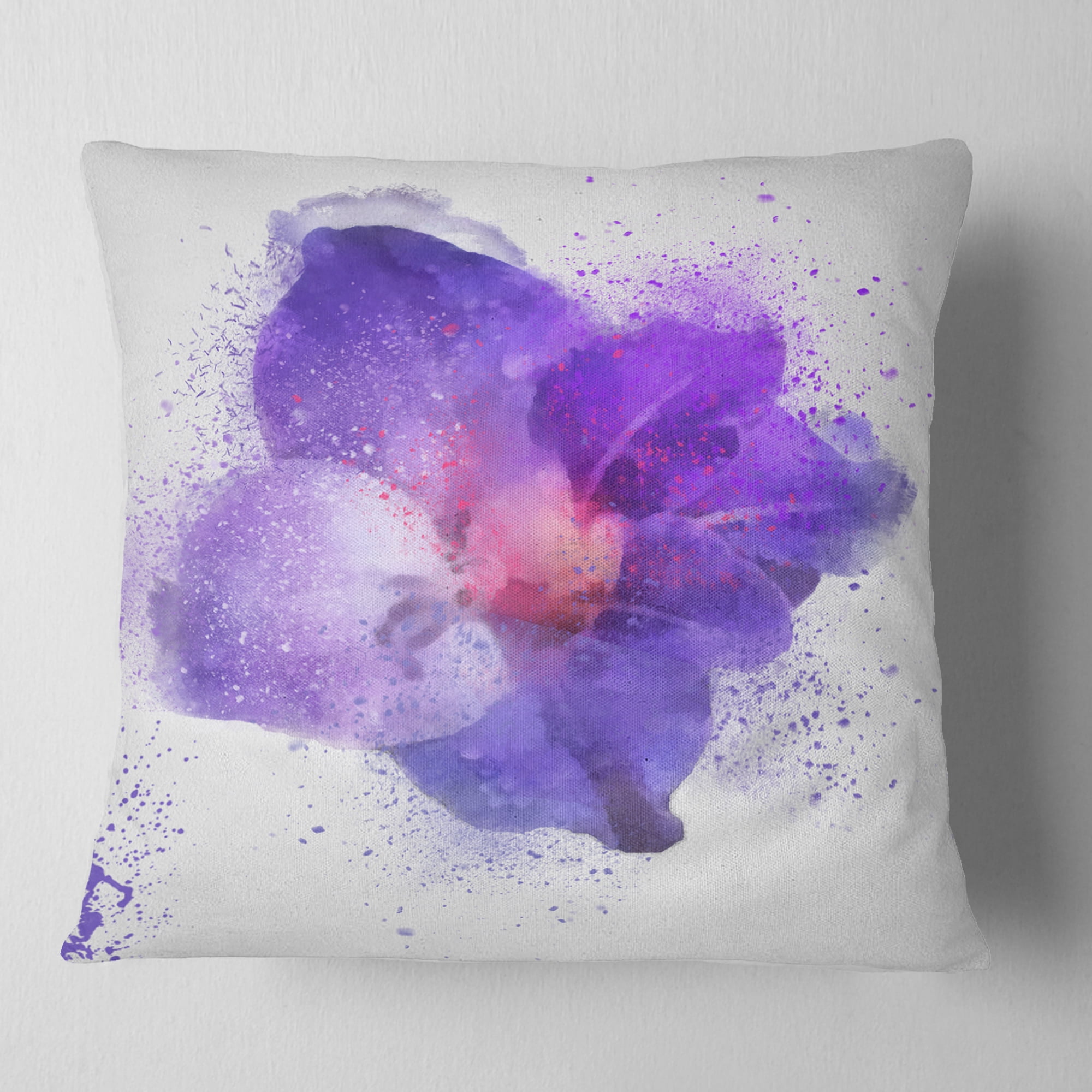 Designart Large Petal Watercolor Blue Flower - Floral Throw Pillow - 18x18
