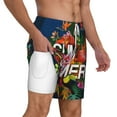 thumbnail image 3 of Gaeub Summer Birds and Flowers Mens Swim Trunks Stretch Beach Shorts Quick Dry for Men Swim Shorts Swimwear with Pockets- Large, 3 of 9