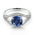 thumbnail image 2 of Gem Stone King 3.00 Ct Round Blue Created Sapphire 925 Sterling Silver Ring (Size 5), 2 of 4