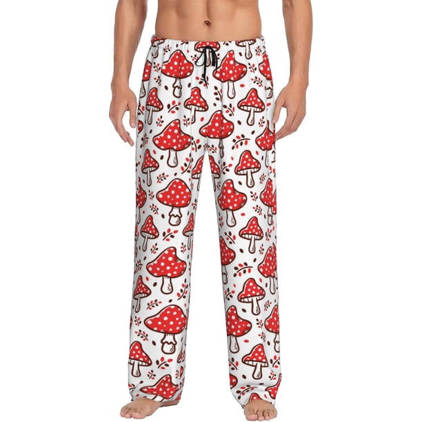 Balery Amanita Red Mushroom Pantalones de pijama para hombre, pijama ultraligero, pantalón de descanso-X-Large