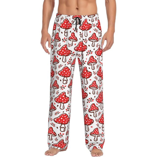 Fotbe Amanita Red Mushroom Pantalones de Pijama para Hombre, Pantalones de Dormir, Pantalones de Casa con Cintura Ajustable y Bolsillos-X-Large