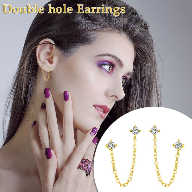 EGNMCR Boucles d'Oreilles Clous pour Femmes Incrustation de Zircon Dégradé Flash Boucles d'Oreilles Aile de Cigale pour Bal Fête Boucles d'Oreilles Boucles d'Oreilles