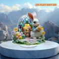 thumbnail image 4 of Rotating acrylic ornament featuring a hyper realistic Easter egg shaped cafe with a crystal Easter bunny and vibrant floral patterns on a white background, 4 of 7