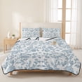 thumbnail image 3 of Full Quilt Set 78''x90'', Light Blue Flower Lightweight Bedspread Coverlet Set with 2 Pillow Shams, Vintage Farmhouse Boho Leaf Spring Breathable All Season Quilt Bedding for Bedroom/Guest Room, 3 of 9