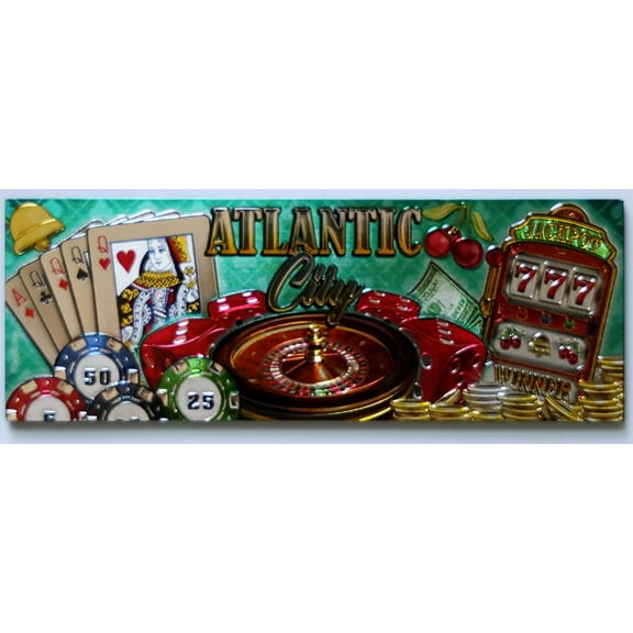 Atlantic City New Jersey Gaming Foil Magnet 5" X 1.75" x 0.125"