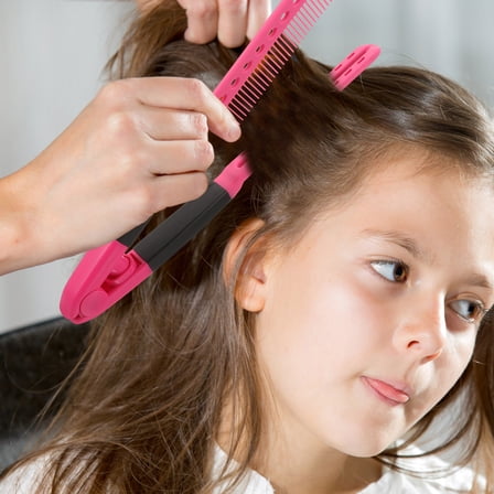 CRILSTYLEO 2Pcs V Shaped Hair Straightening Comb with Plastic Material for Travel Pink .4X1.6X0.8in