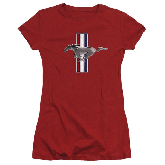Ford Mustang Vintage Stripes S/S Junior Women's T-Shirt Sheer Cardinal