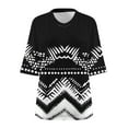 thumbnail image 5 of Shirts for Women 3/4 Sleeve Printed V-neck T-shirt Plus Size Loose Top Black,Womens Tops, 5 of 5