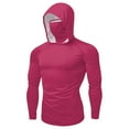 thumbnail image 2 of QIUOMBBP Outdoor Sport Hoodie for Women Long Sleeve Ice Silk UPF 50+ Shirts with Face Mask Unisex Breathable Summer UV Protection Tops Hot Pink S, 2 of 10
