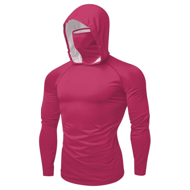 mfyjkho Tops Para Hacer Ejercicio, Camiseta Unisex De Verano Informal De Color Liso, De Manga Larga, Con Capucha, De Seda Helada, Con Protección Solar Y Mascarilla. Tops Para Salir Xxxxxl