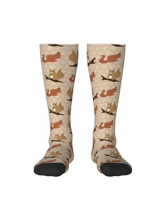 Hirioo Cartoon Squirrel for Adult Stockings Breathable Sock Non-Pilling,Contrasting Color Design