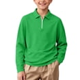 thumbnail image 5 of LUGOGNE Girls Boys Pullover Sweatshirt Quarter Zip Long Sleeve Collar Sweatshirts Kids Comfortable Fall Winter Casual School Uniform Outfits Green,9-10Years, 5 of 9