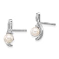 thumbnail image 2 of 14k White Gold 4.5mm June/Freshwater Cultured Pearl and Diamond Post Earrings XBS382, 2 of 4