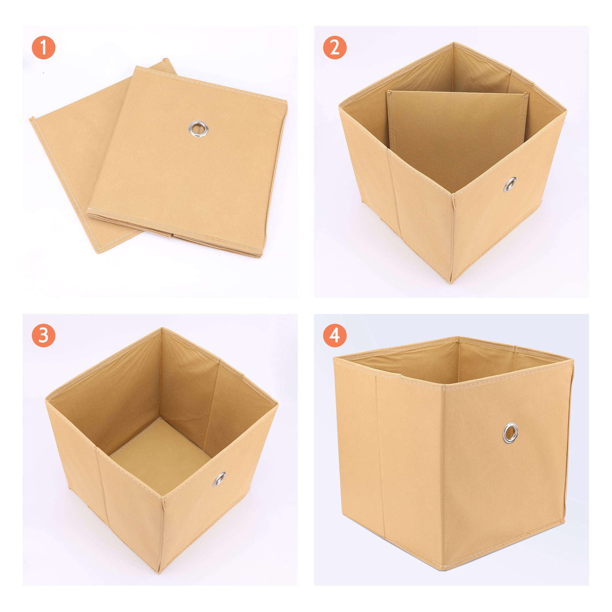 Unique Bargains Fabric Storage Bin for Shelves Closet Khaki 11*11*11in