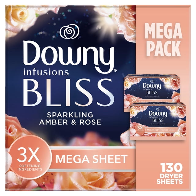 Sábanas para secadora Downy Infusions BLISS Amber y Rose, 130 unidades