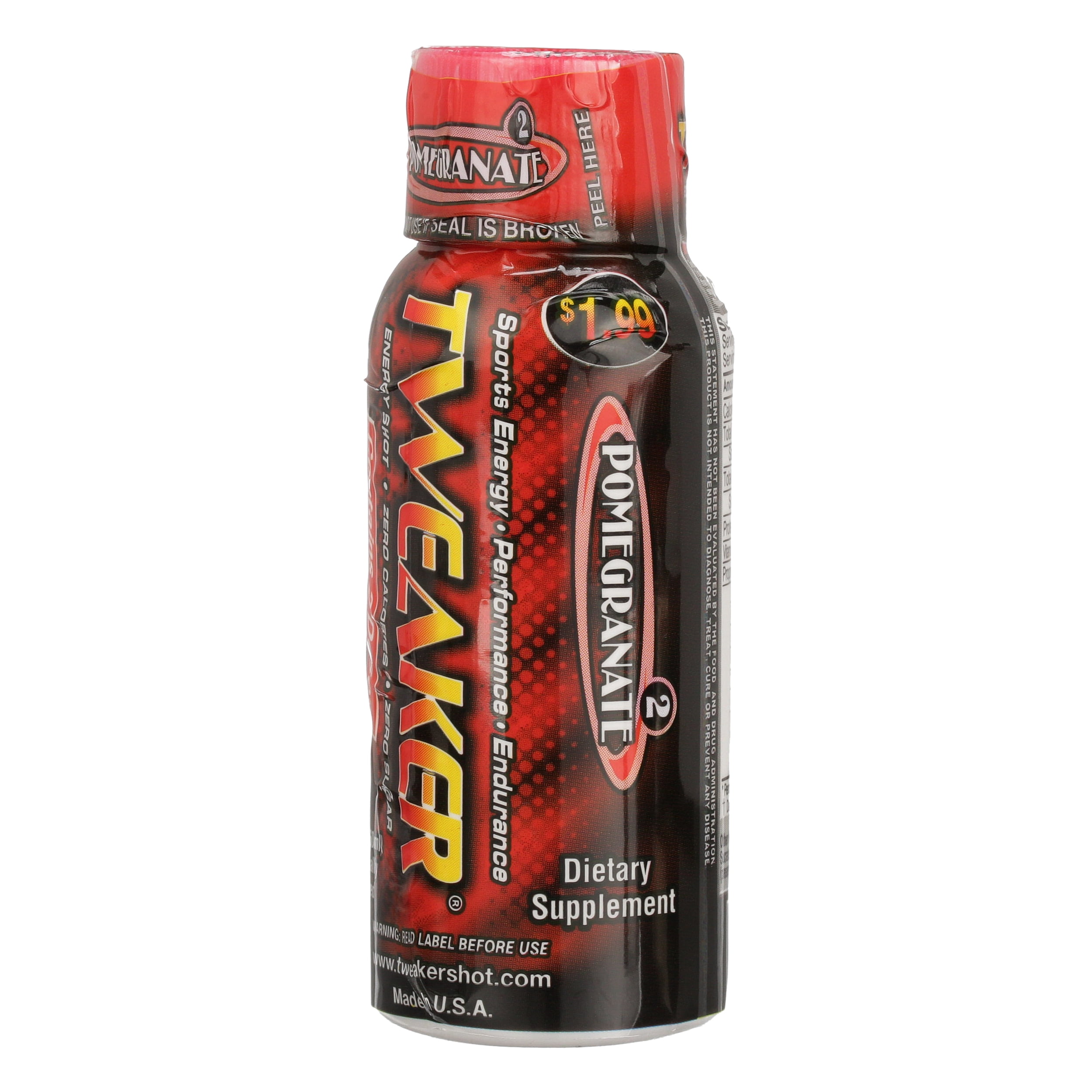 Tweaker Energy Shot, Pomegranate, 2 fl oz, 12 Count