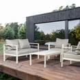 thumbnail image 3 of Ktaxon 4 Pieces Cast Aluminum Sofa Set, Metal Sofa Set for Patio and Garden with Cushion, White, 3 of 7