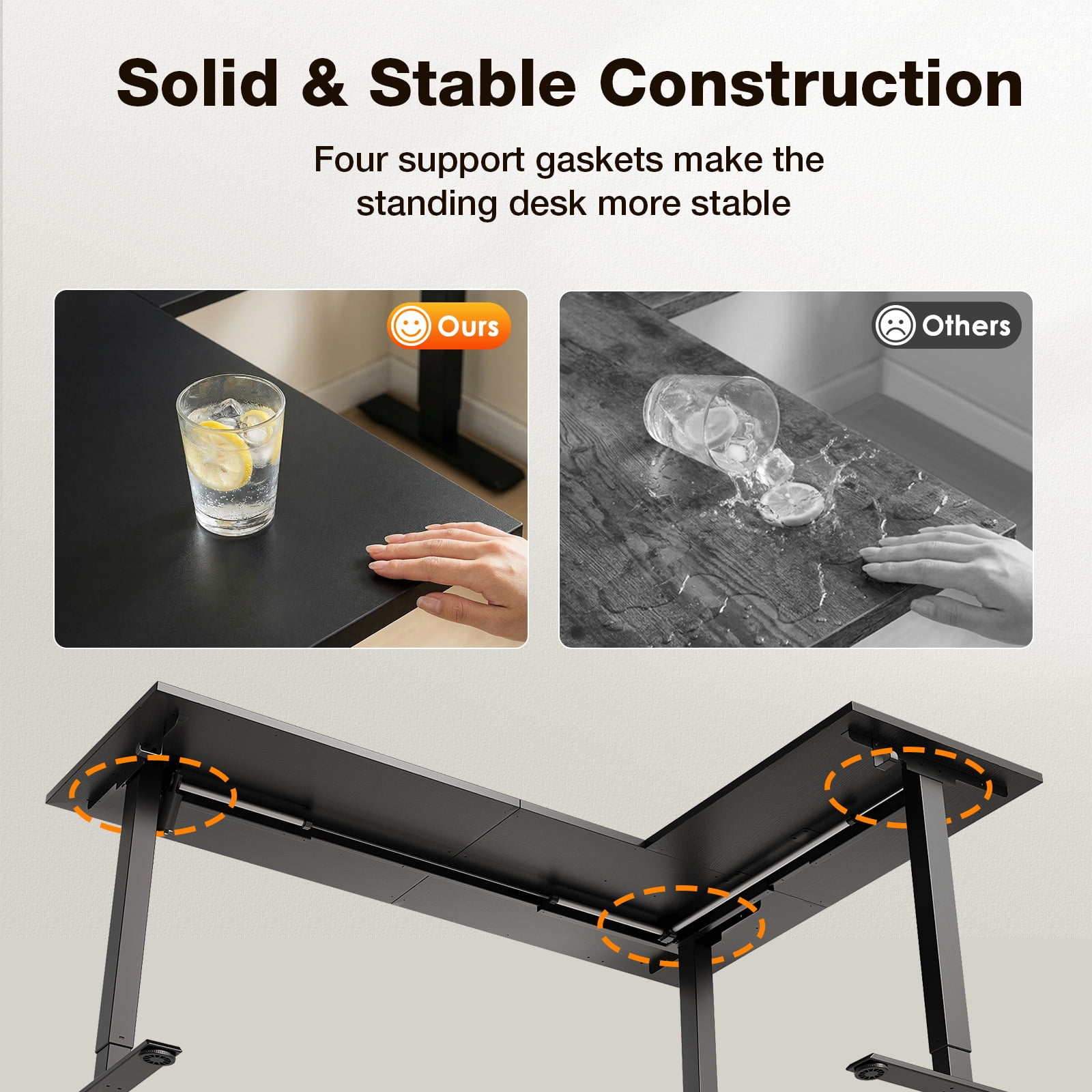 L Shaped Standing Desk 63 x 47 inch, Height Adjustable Electric Corner Standing Desk, Sit-Stand Computer Desk for Home Office, Black