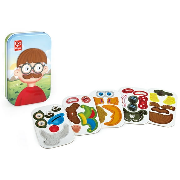 Hape: Magnetic Funny Face - 29 Different Features To Build Faces & Outfits, Store Pcs Inside The Tin, Mix & Match, Portable Play Design, Kids Ages 3 