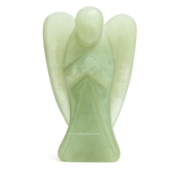 Green Aventurine Guardian Angel, Carved Angel Figurine - 2 inch
