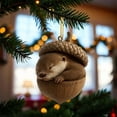 thumbnail image 3 of Forest Animal Christmas Ornaments Set Sleeping Fox Bear Owl Bunny Hedgehog Mushroom House Decor for Tree Home Holiday(D), 3 of 5