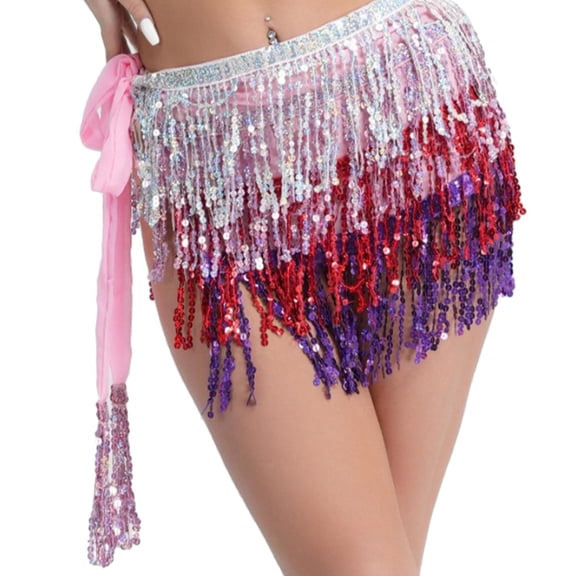 Women Belly Dance Skirt Clothes Tassel Scarf Belt for Performance Samba Red