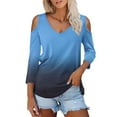 thumbnail image 2 of Long Sleeve Shirts For Women 3/4 Length Sleeve Tops Spring Neck Casual Print Tunic T Shirts Three Quarter Length Tops Womens Long Sleeve Tops, 2 of 7